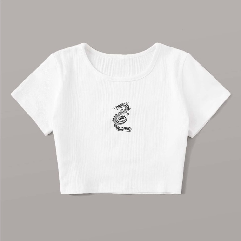 Dragon Graphic Crop Tee